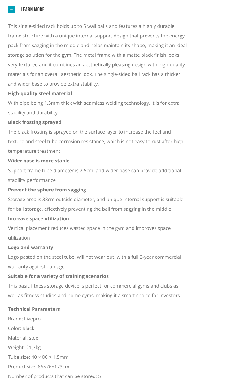 LIVEPRO Estante para Bolas para Pared / Wall Ball Rack - Wellness Pro Fitness Equipment