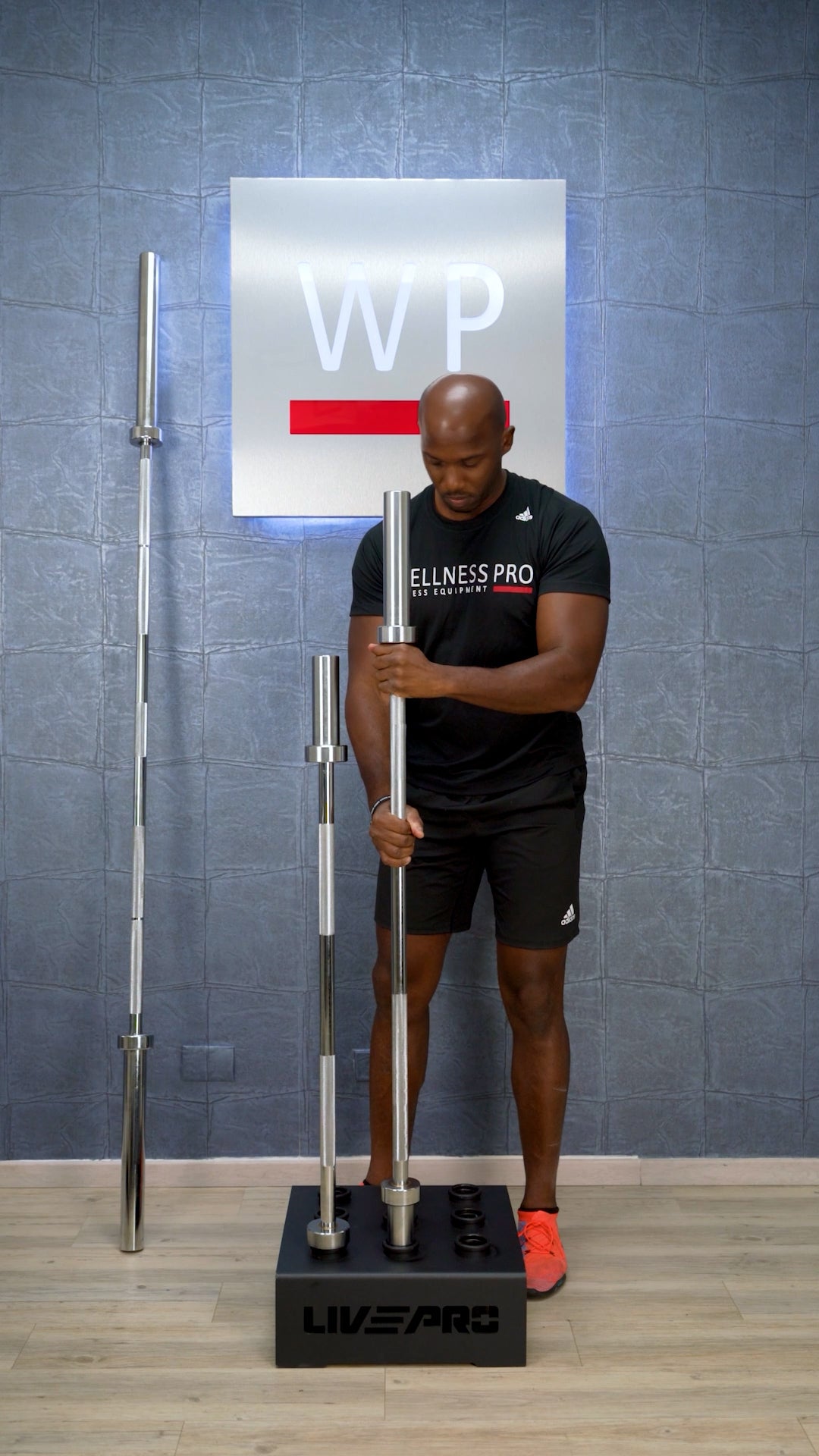 LIVEPRO Rack For 9 Olympic Bars / 9 Olympic Bar Holder