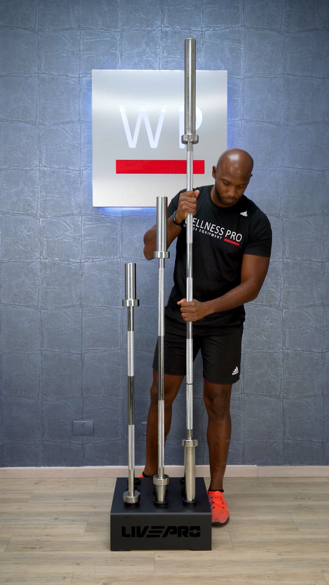 LIVEPRO Rack For 9 Olympic Bars / 9 Olympic Bar Holder