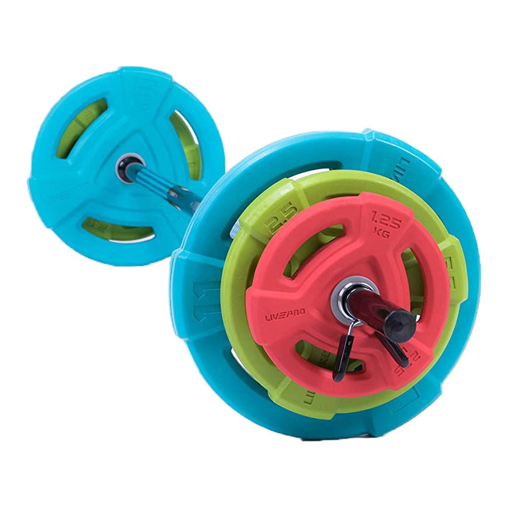 LIVEPRO Set de Barra Fija Ajustable / Rubber Studio Barbell set - Wellness Pro Fitness Equipment