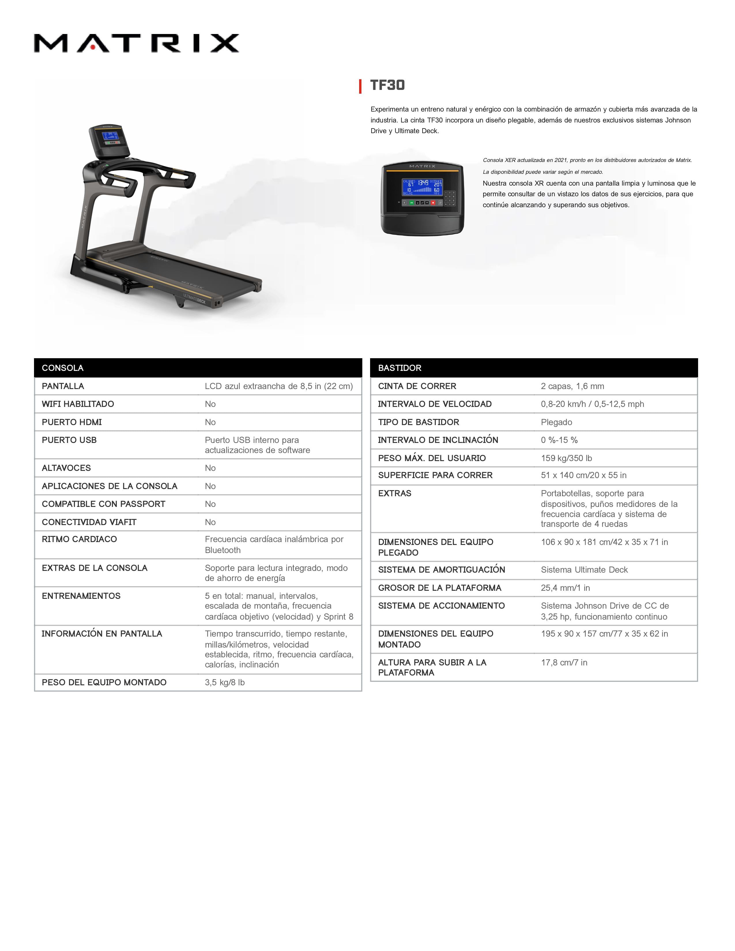 MATRIX TF30 Folding Treadmill