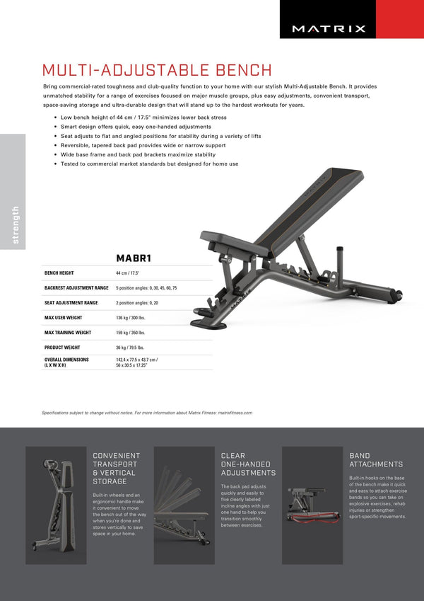 Banco Multi - Ajustable MATRIX - Wellness Pro Fitness Equipment