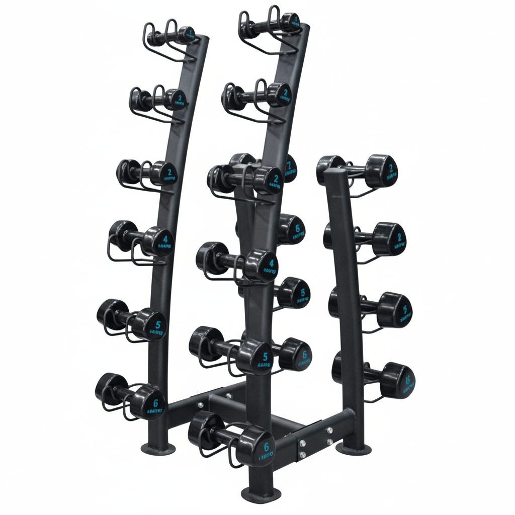 LIVEPRO Juego de Mancuernas Neopreno Premium + Estante / Dumbbell Rack with set of premium quality neoprene Studio Dumbbells - Wellness Pro Fitness Equipment