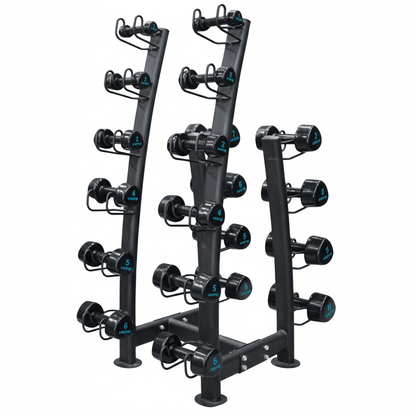 LIVEPRO Juego de Mancuernas Neopreno Premium + Estante / Dumbbell Rack with set of premium quality neoprene Studio Dumbbells - Wellness Pro Fitness Equipment