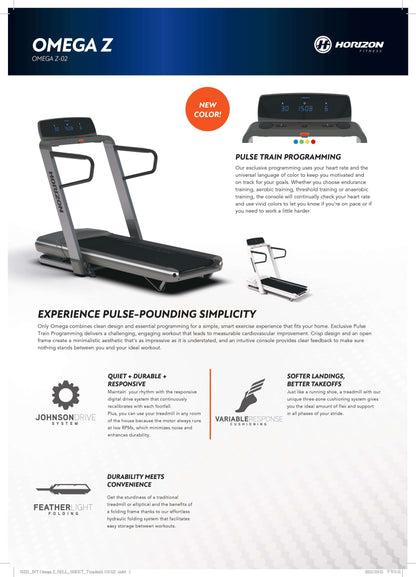 HORIZON OMEGA Z Folding Treadmill