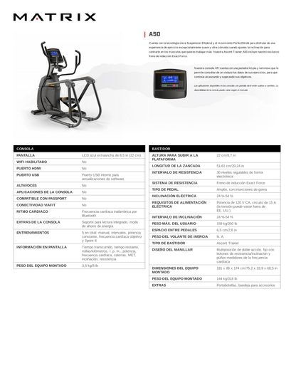MATRIX A50 Elíptica Escaladora LED