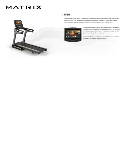 MATRIX TF50XUR 22" Advanced Smart XL Folding Treadmill