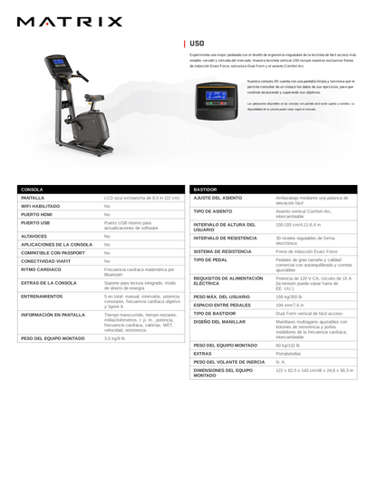 MATRIX U50 Bicicleta Recta LED