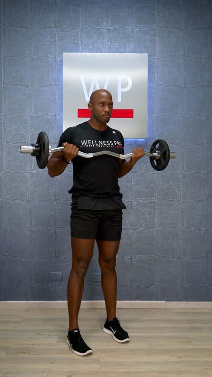 LIVEPRO Barra Olímpica Curva de 47" / Olympic Curl Bar 47" - Wellness Pro Fitness Equipment