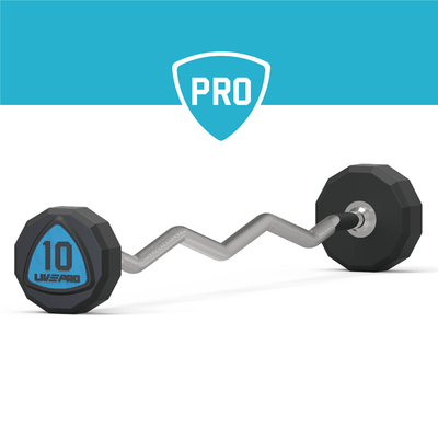 LIVEPRO Juego de Barras Fijas Curvas (Poliuretano) / Fixed PU Curl Barbell set - Wellness Pro Fitness Equipment