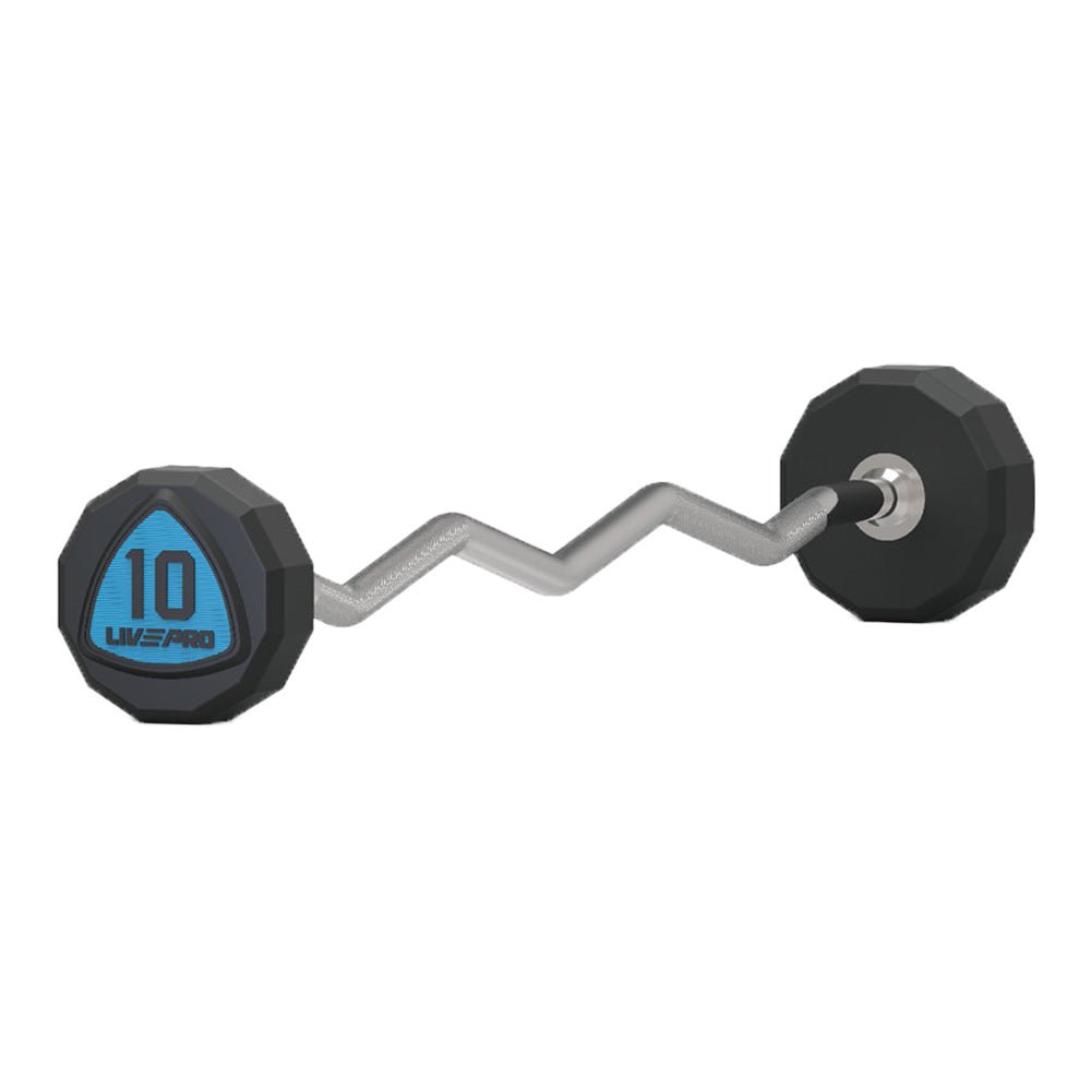 LIVEPRO Juego de Barras Fijas Curvas (Poliuretano) / Fixed PU Curl Barbell set - Wellness Pro Fitness Equipment
