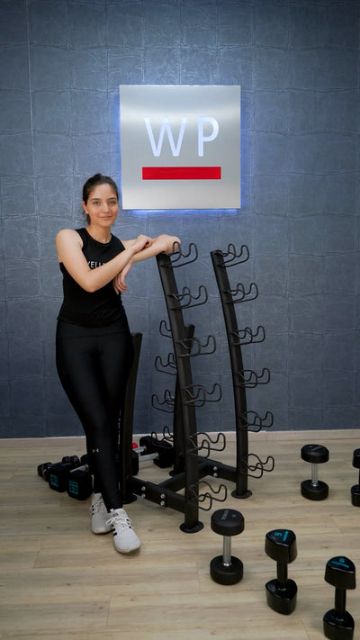 LIVEPRO Juego de Mancuernas Neopreno Premium + Estante / Dumbbell Rack with set of premium quality neoprene Studio Dumbbells - Wellness Pro Fitness Equipment