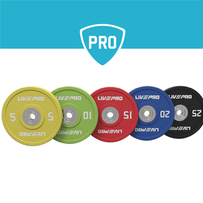 LIVEPRO Platos CrossFit para Competencias de Uretano (pares) / Competition Urethane Bumper Plates (pairs) - Wellness Pro Fitness Equipment