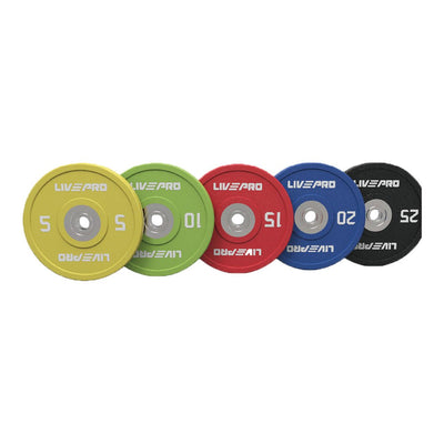 LIVEPRO Platos CrossFit para Competencias de Uretano (pares) / Competition Urethane Bumper Plates (pairs) - Wellness Pro Fitness Equipment
