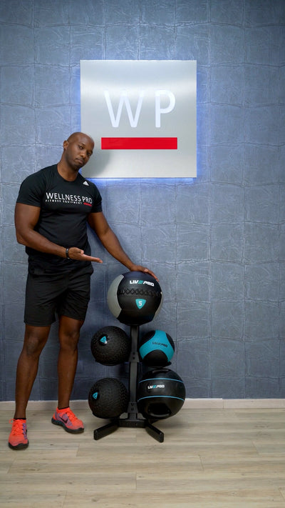 LIVEUP Estante para Bolas y Pesas Rusas / Ball & Kettleball Rack - Wellness Pro Fitness Equipment