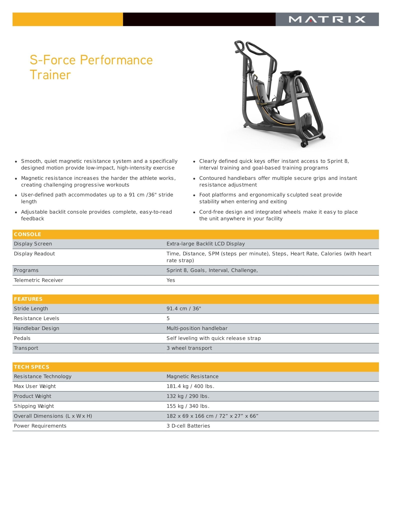 MATRIX S - FORCE Performance Trainer - Wellness Pro Fitness Equipment